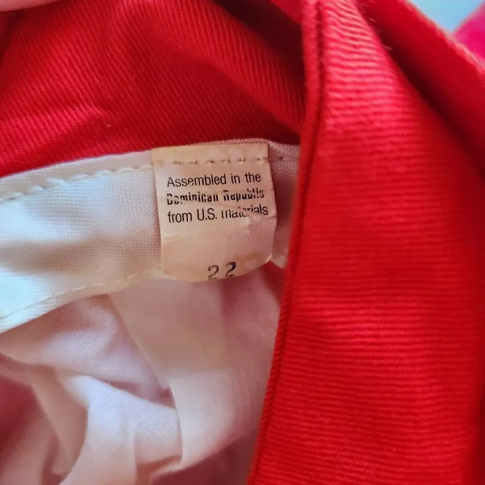 Little baby boy 0-24 month red cotton bucket summer hat vintage retro 70s chin s
